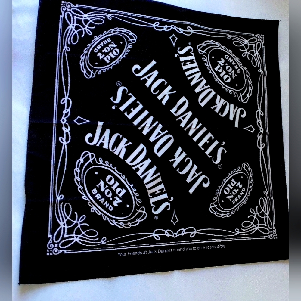 Collectible Jack Daniels Old No 7 bandana, waxy cotton. NWOT